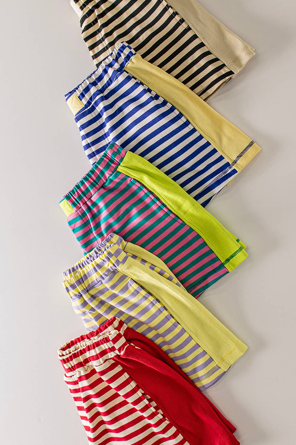 NP71057-Striped Color Block Lounge Shorts