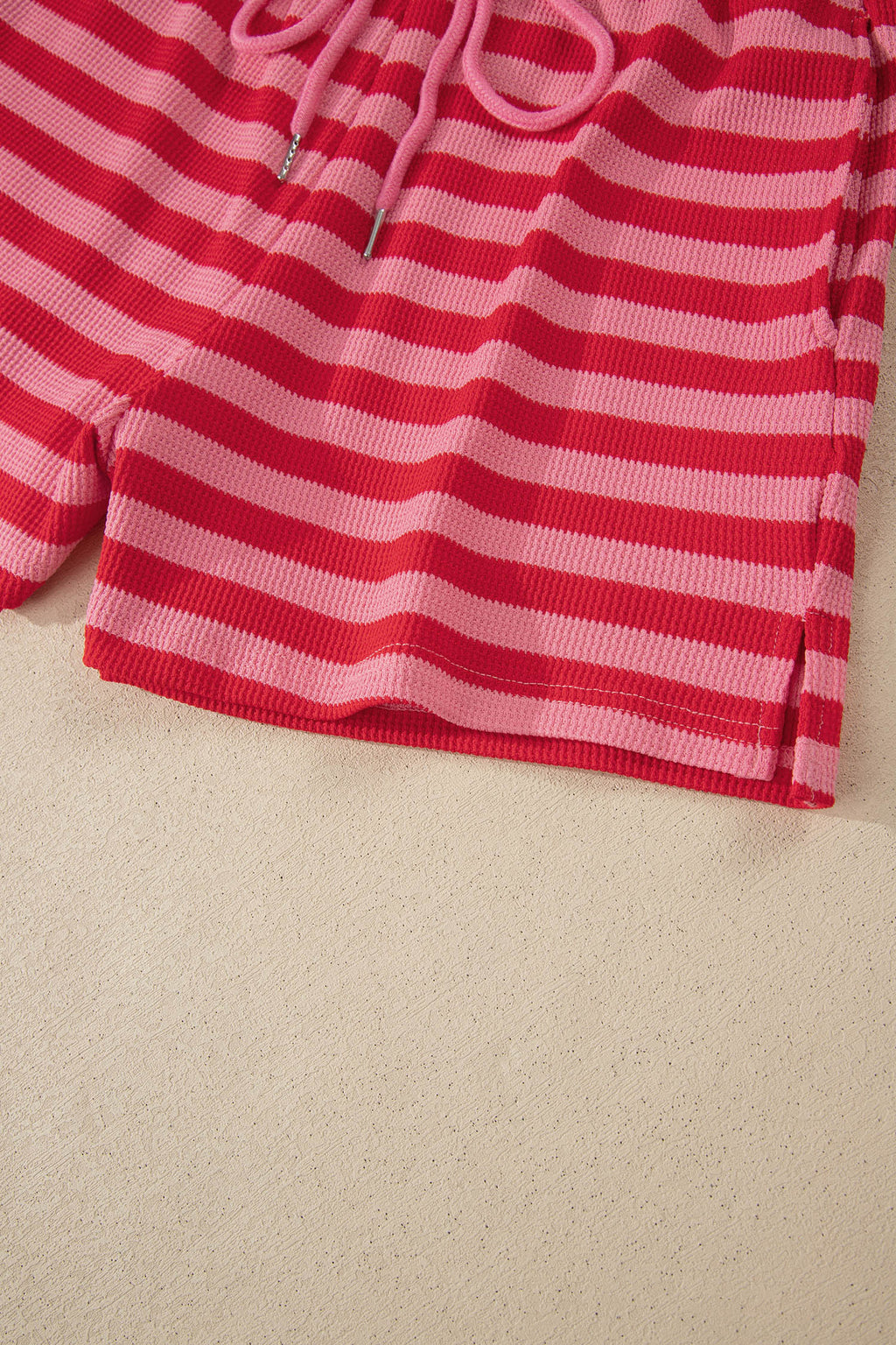 Green Stripe Puff Short Sleeve T Shirt Matching Shorts Set