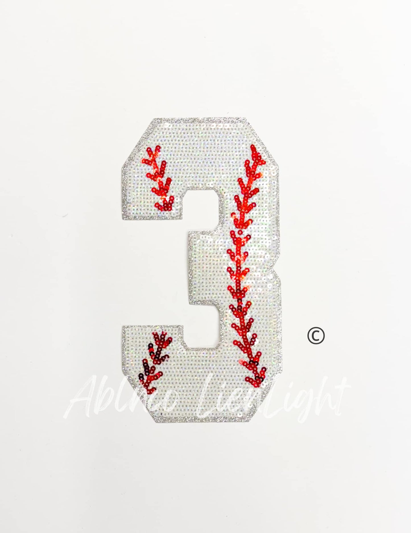 Sequin Baseball Numbers Patch - Large