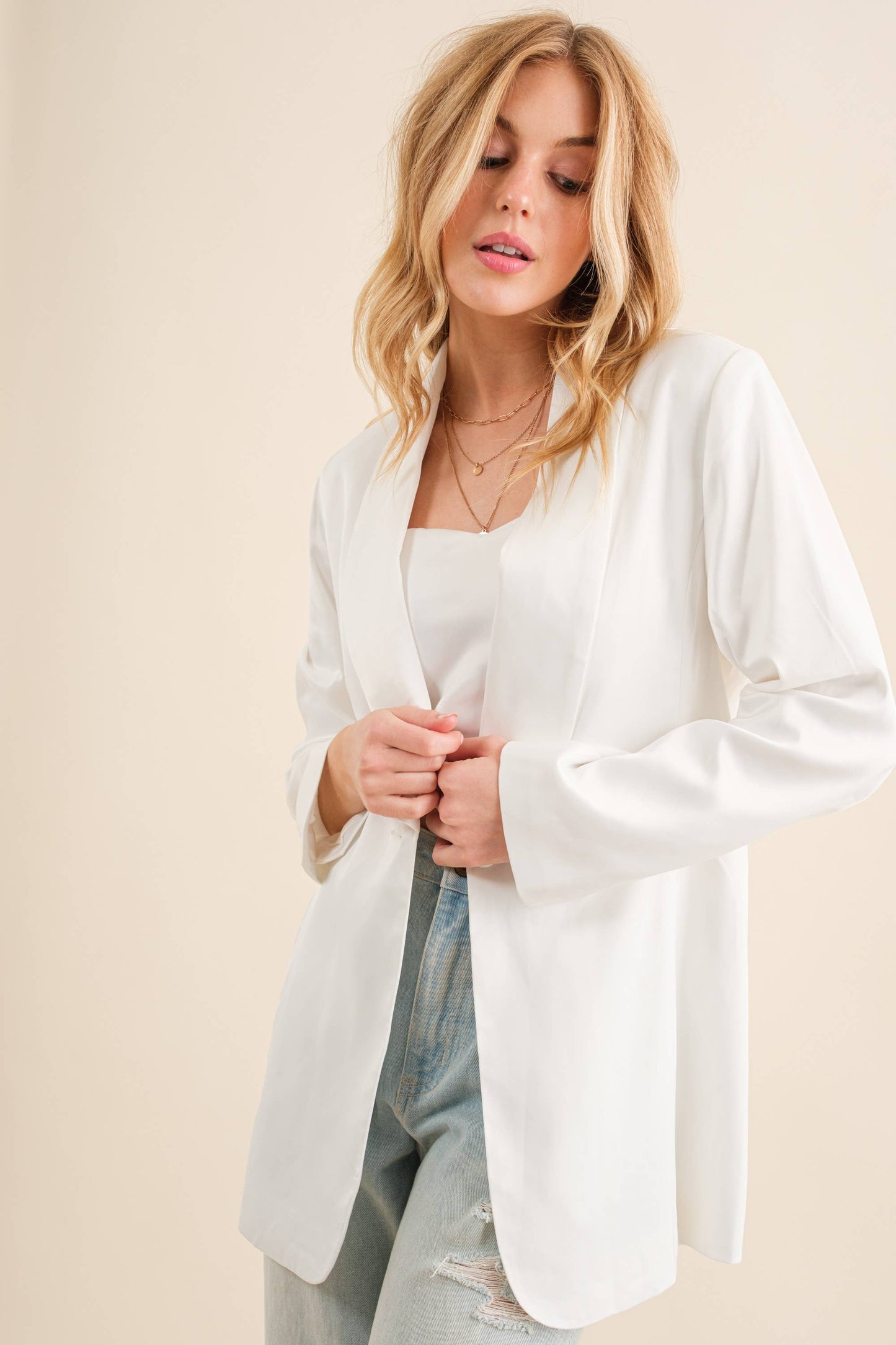 Satin Sweetheart Tube Top with  Blazer Set