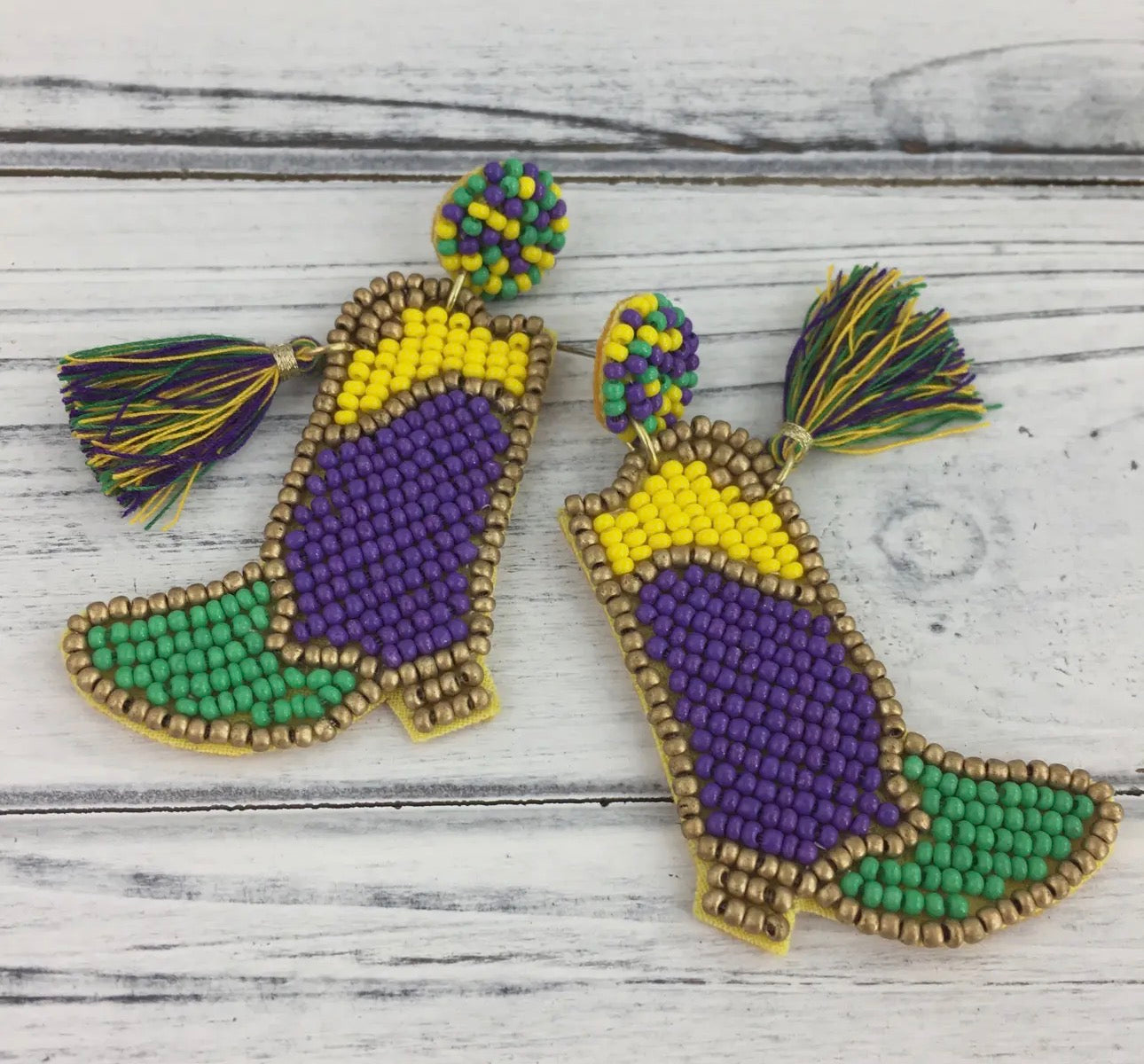 Mardi Gras Boots Earrings