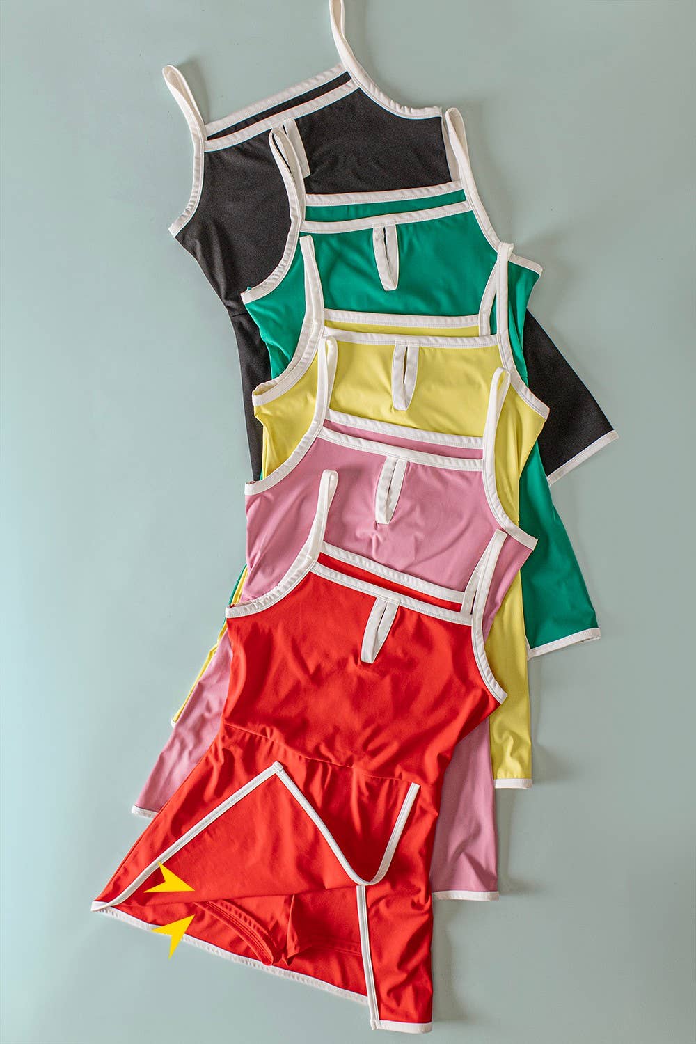 ND32134-Front Slit Activewear Mini Dress W/ Inside Shorts