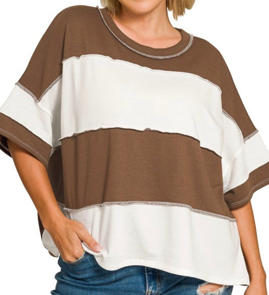 Plus French Terry Color Block Top