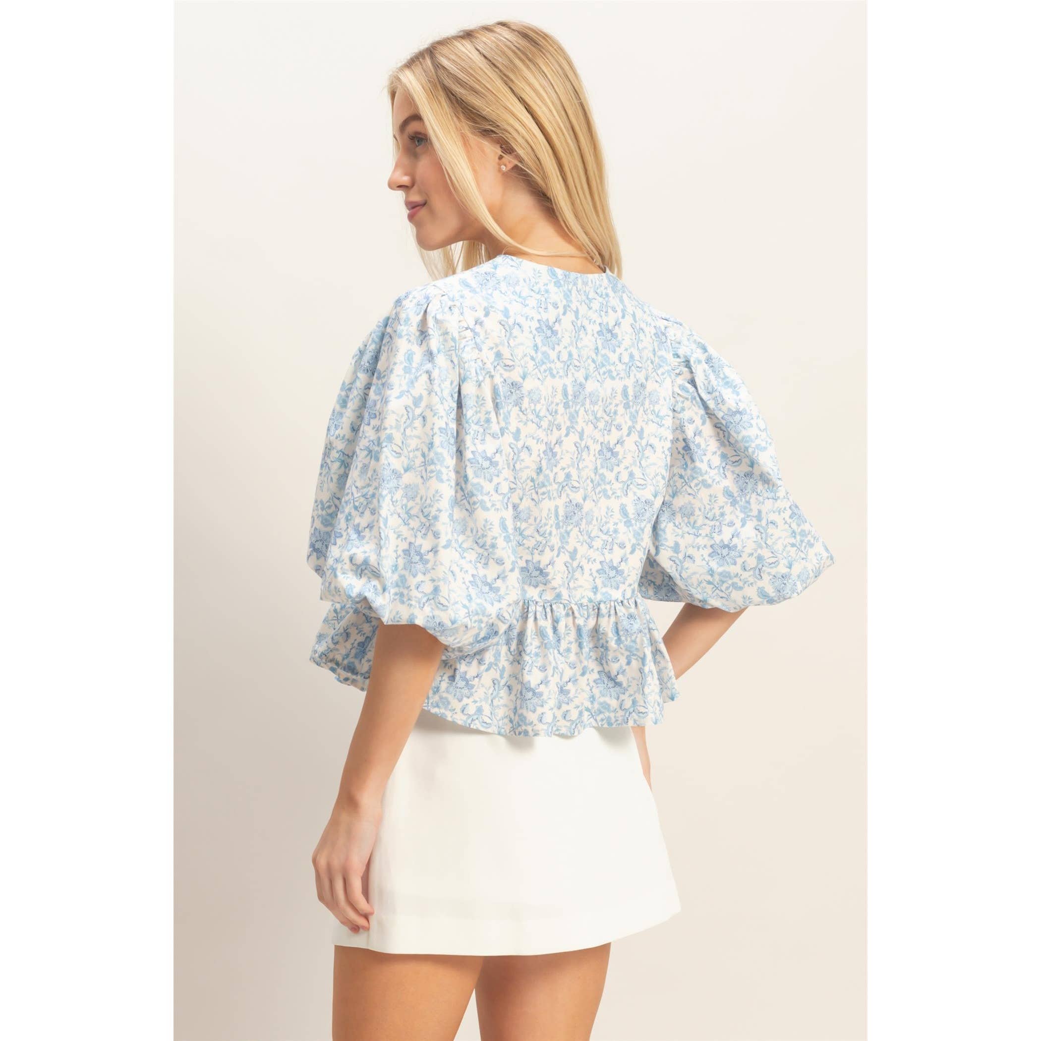 Floral Tie-Front Peplum Top
