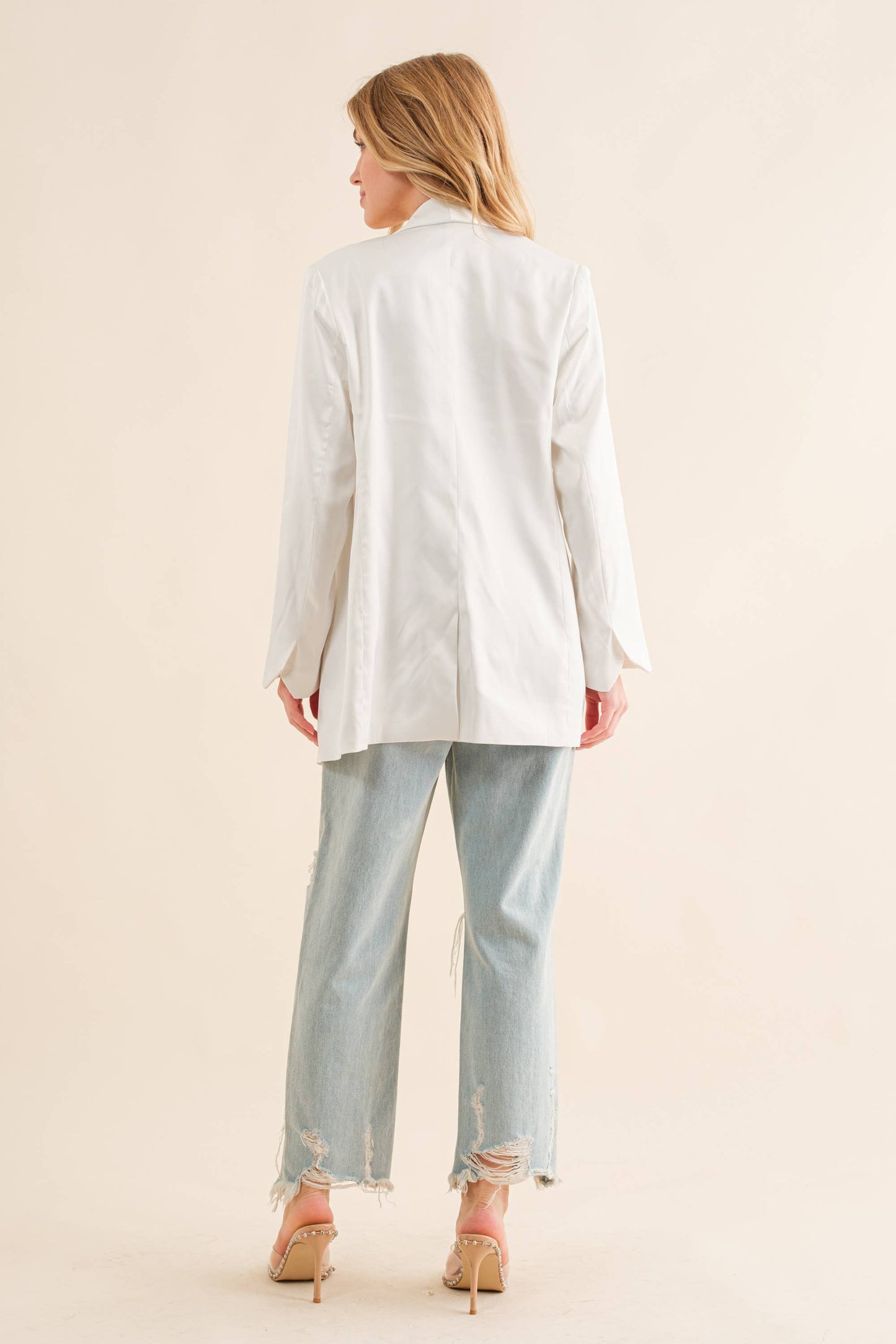 Satin Sweetheart Tube Top with  Blazer Set