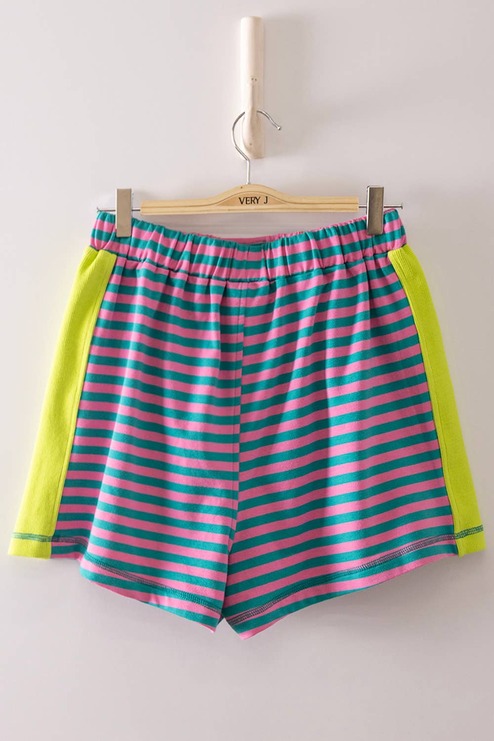 NP71057-Striped Color Block Lounge Shorts