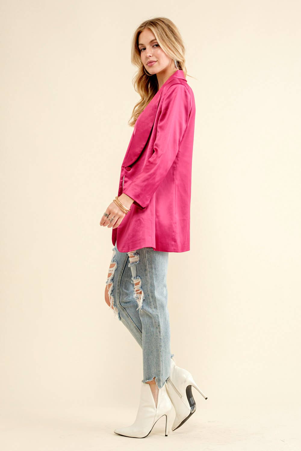 Satin Sweetheart Tube Top with  Blazer Set