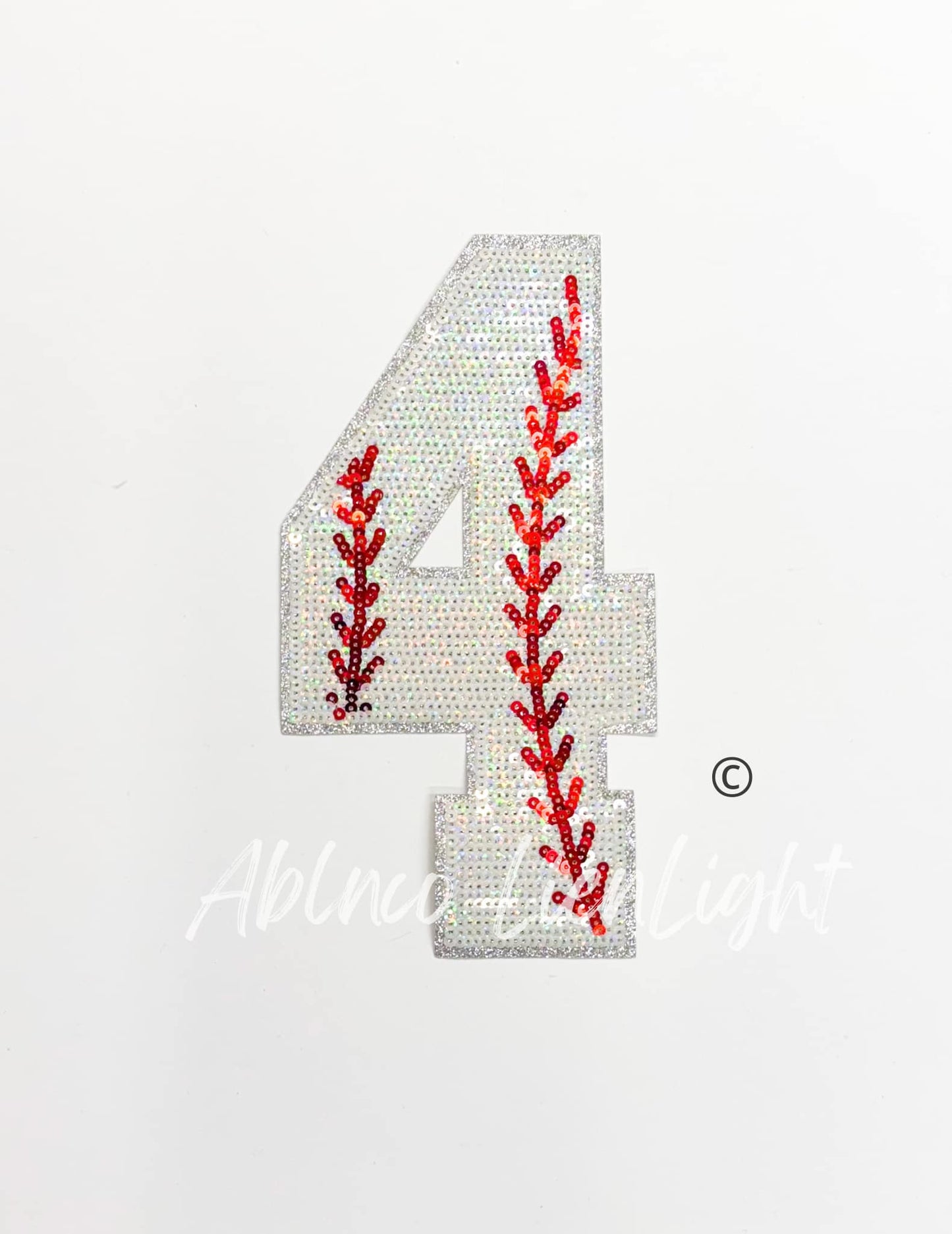 Sequin Baseball Numbers Patch - Large