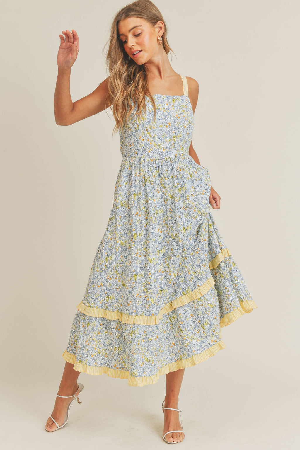 Sunny Meadow Tiered Midi Dress