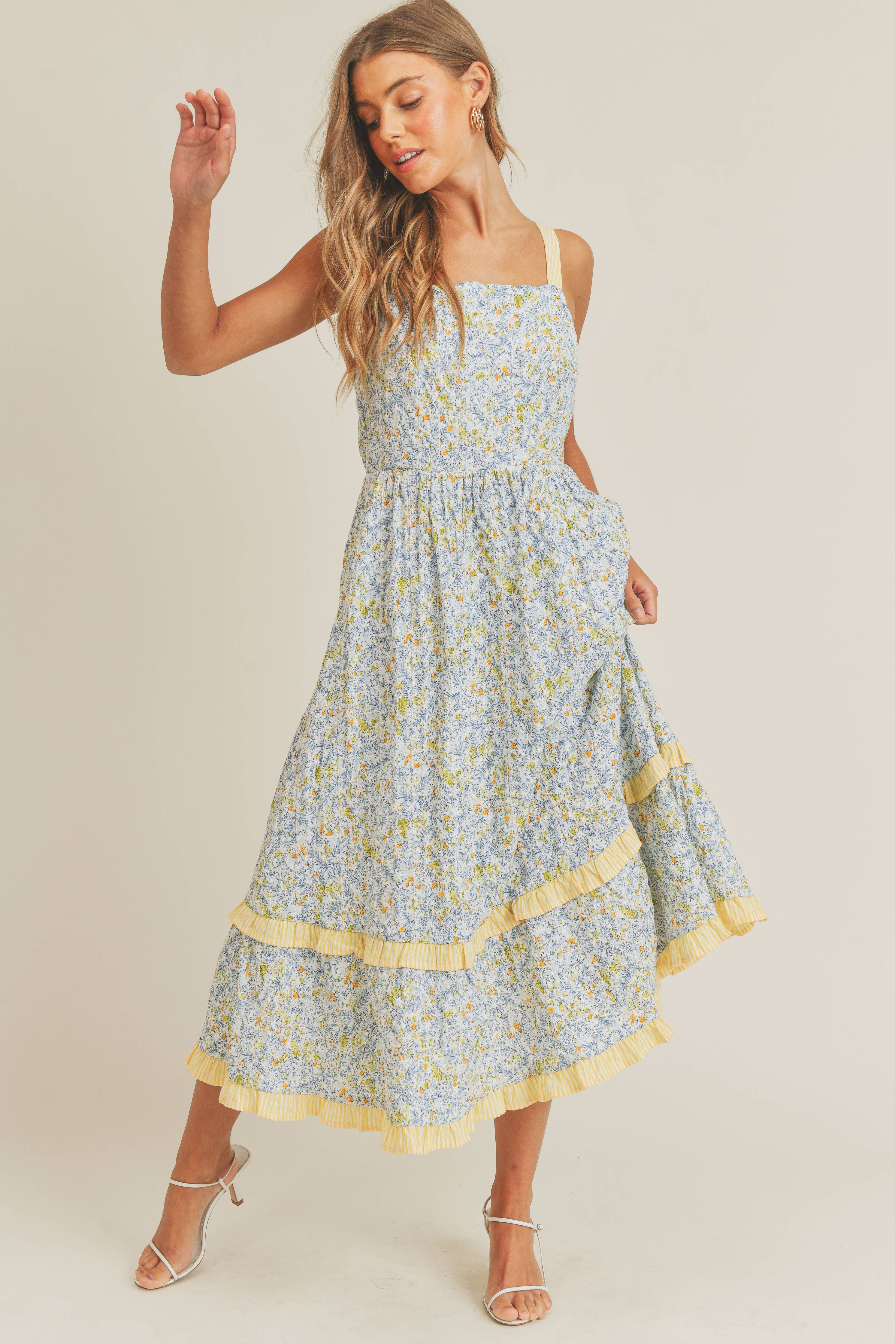 Sunny Meadow Tiered Midi Dress
