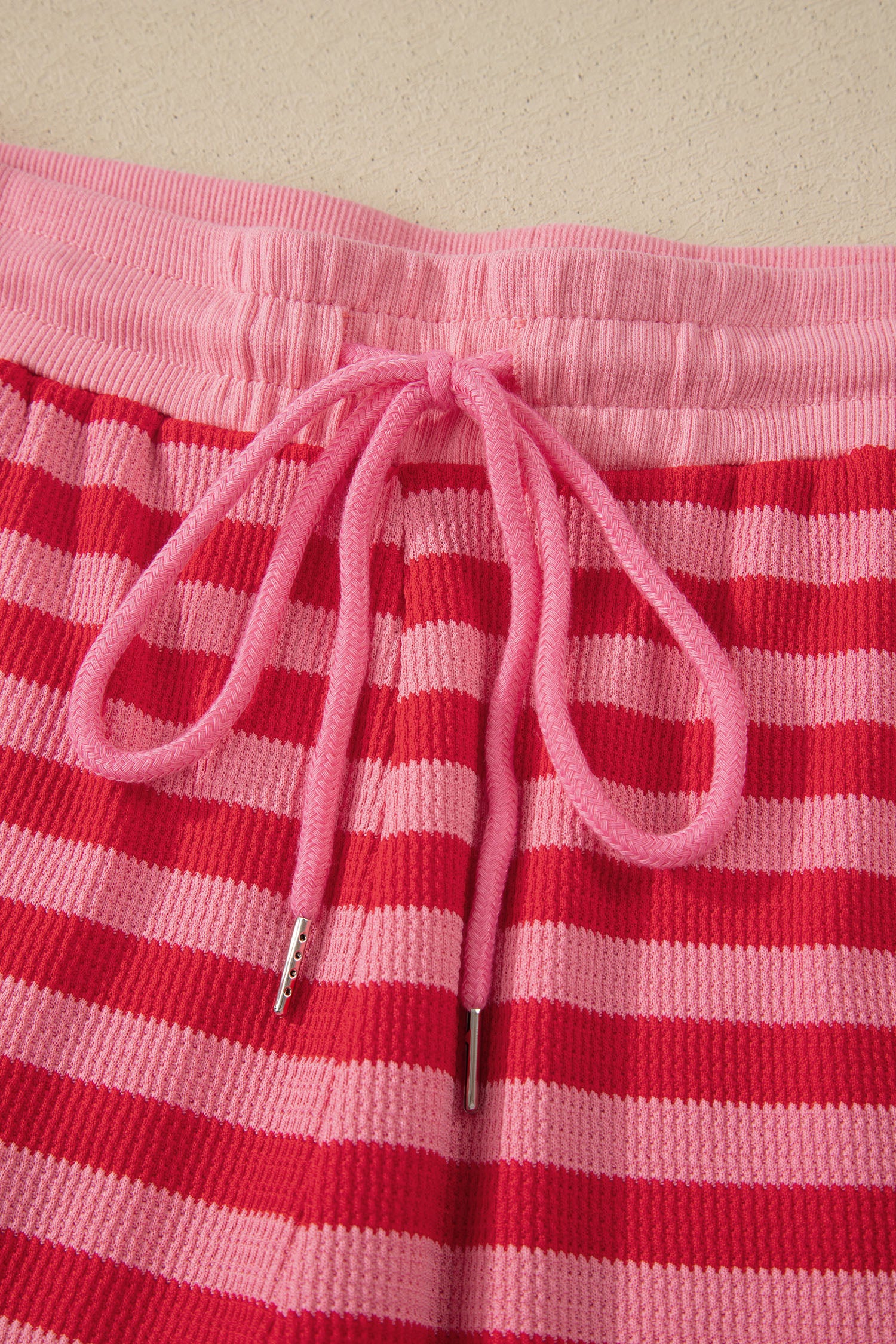 Green Stripe Puff Short Sleeve T Shirt Matching Shorts Set