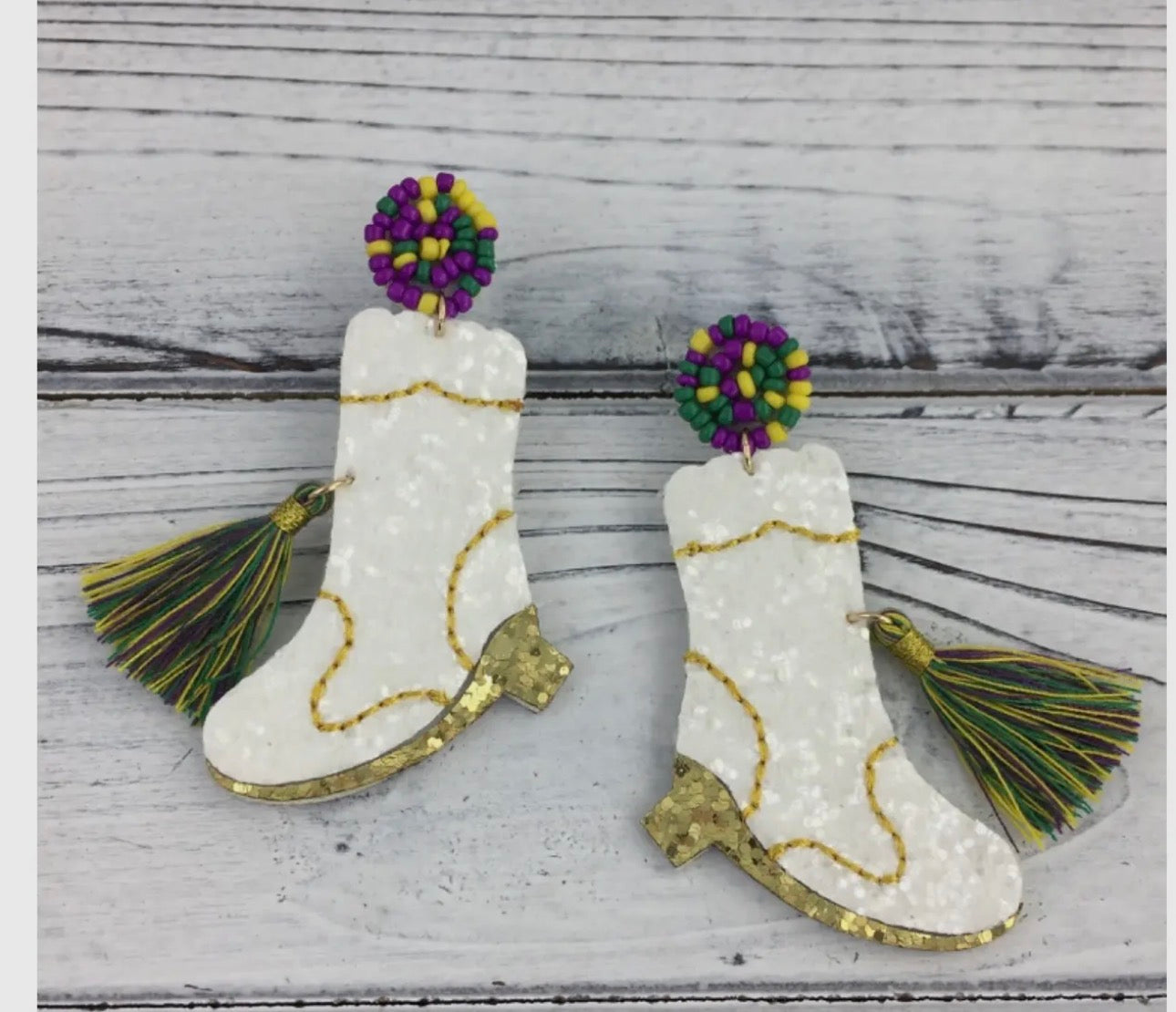 Glitter Boom Book Boots Earrings