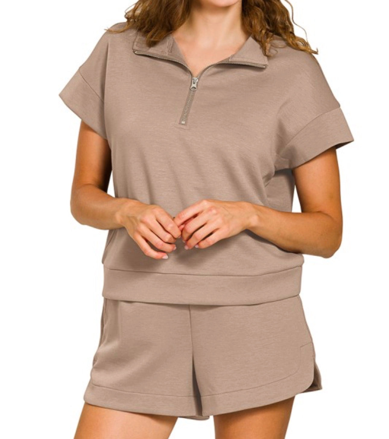 Zenana Scuba Short Set (cocoa)