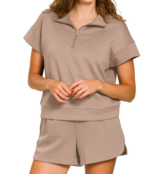 Zenana Scuba Short Set (cocoa)