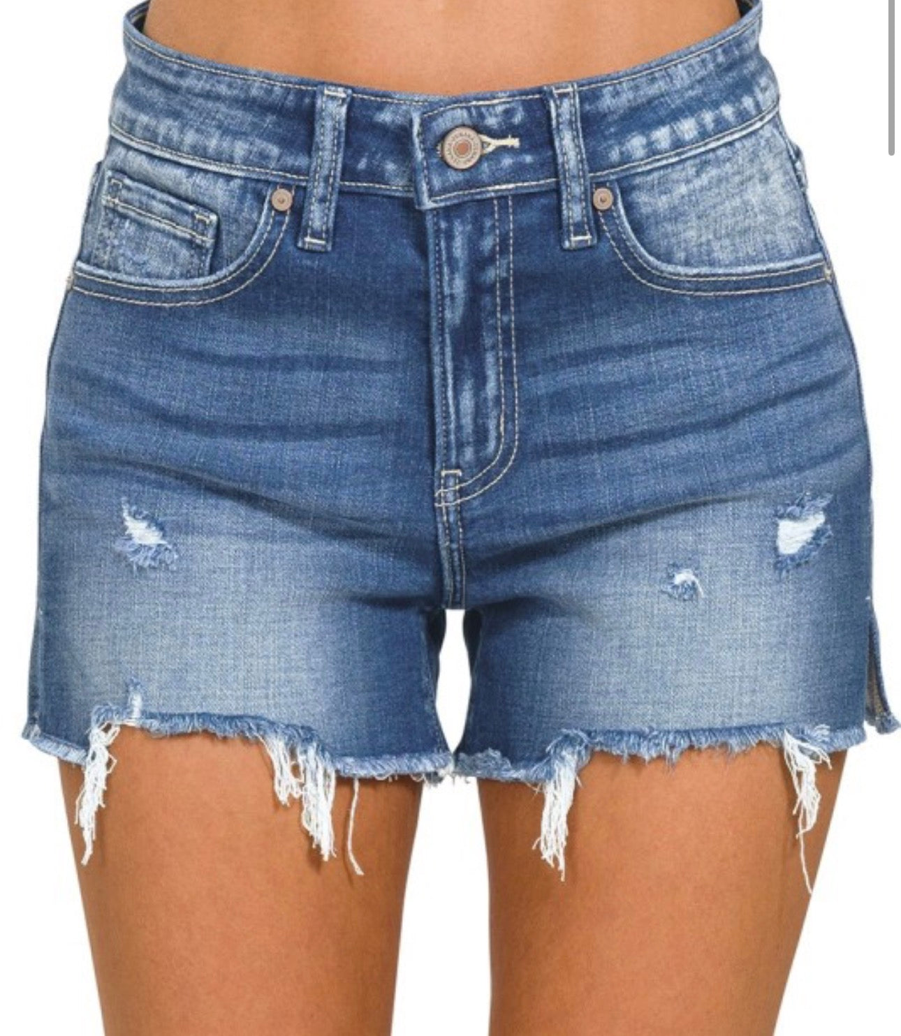 Plus Raw Frayed Hem Cutoff Side Slit Denim Shots