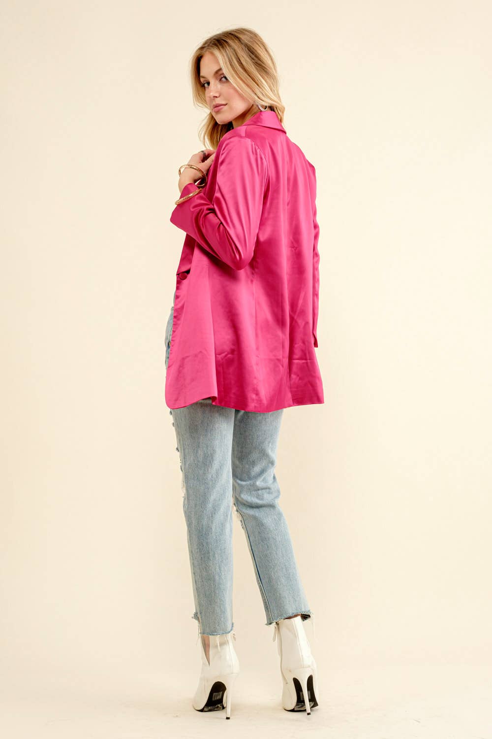 Satin Sweetheart Tube Top with  Blazer Set