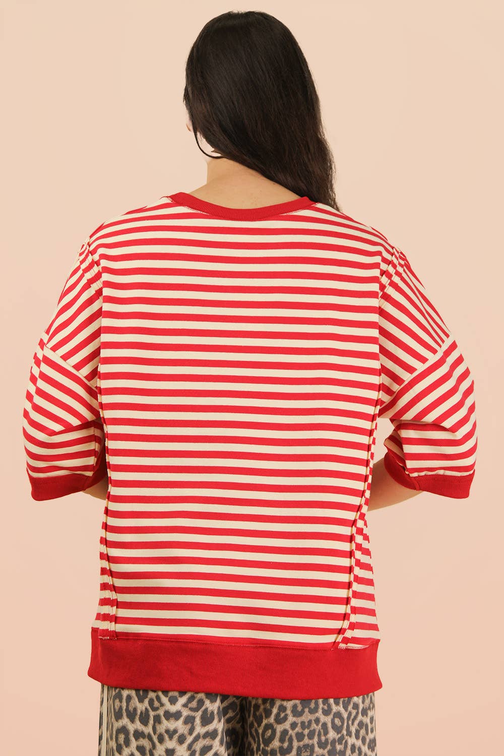 NT12481-Oversized Stripe Casual Knit Top