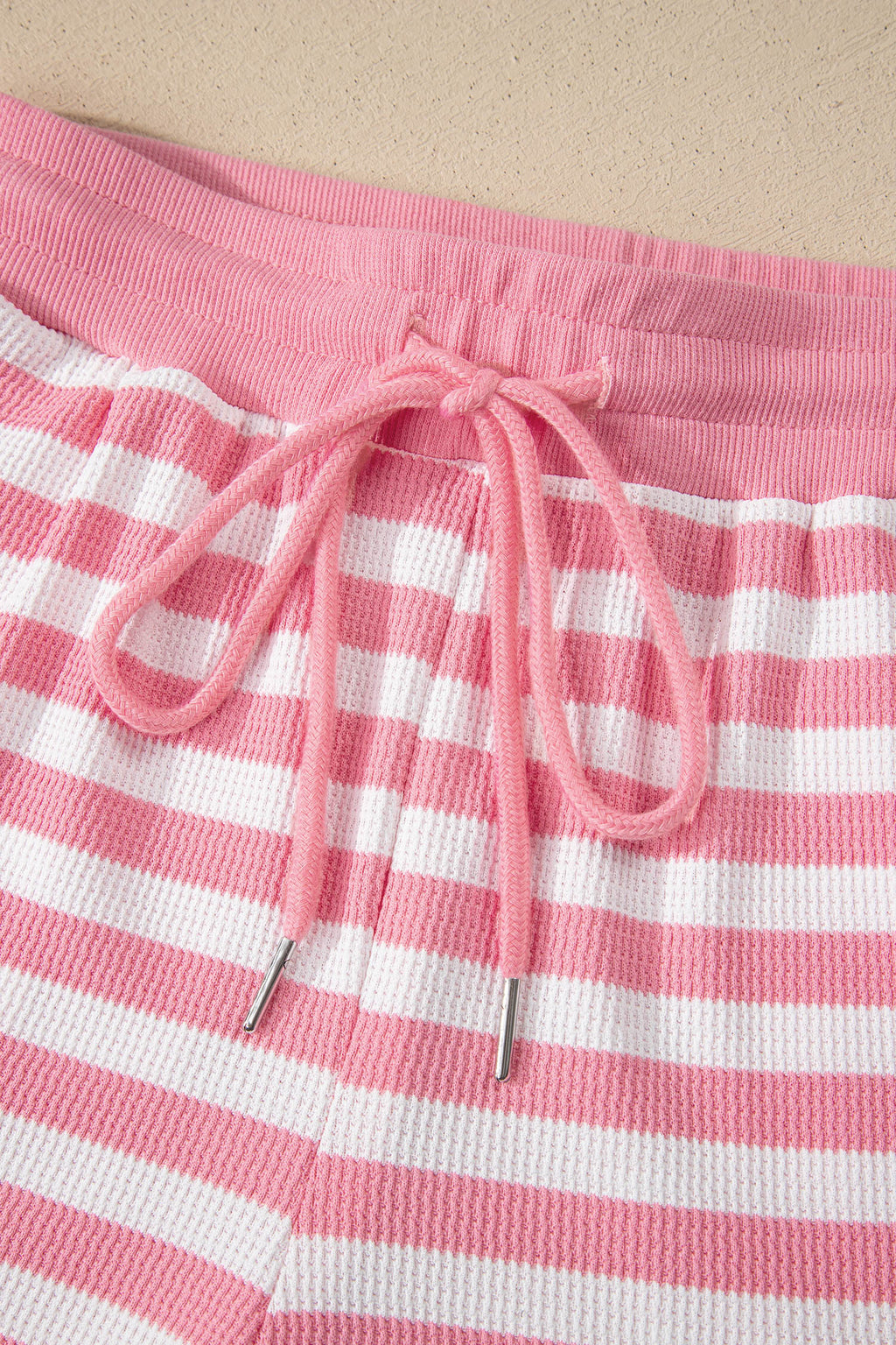 Green Stripe Puff Short Sleeve T Shirt Matching Shorts Set
