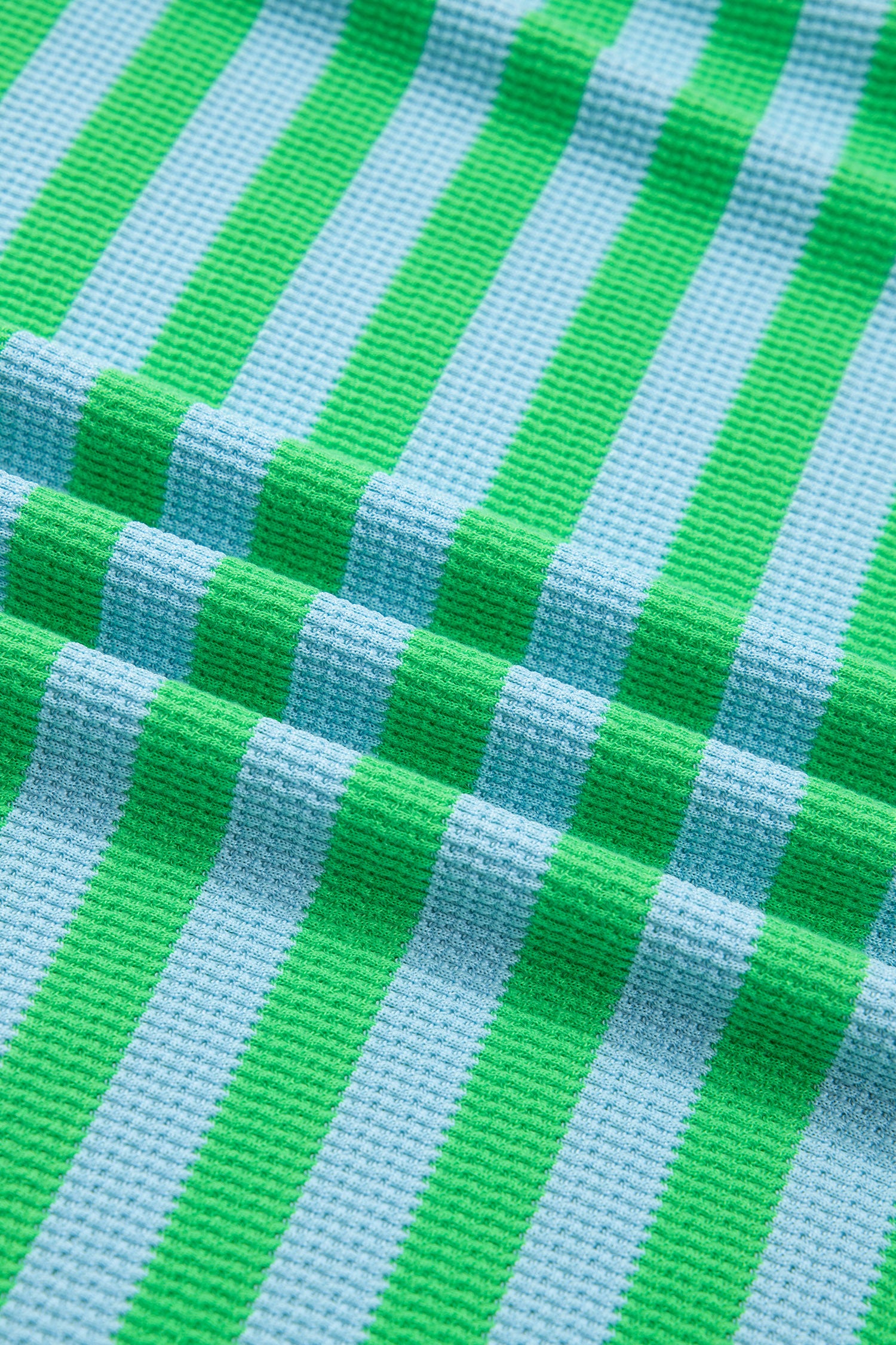 Green Stripe Puff Short Sleeve T Shirt Matching Shorts Set
