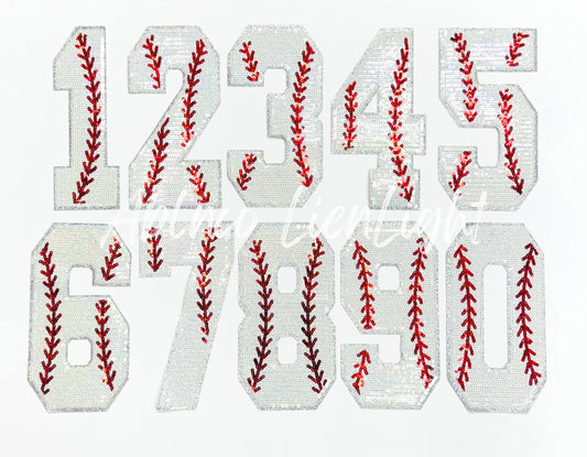 Sequin Baseball Numbers Patch - Large