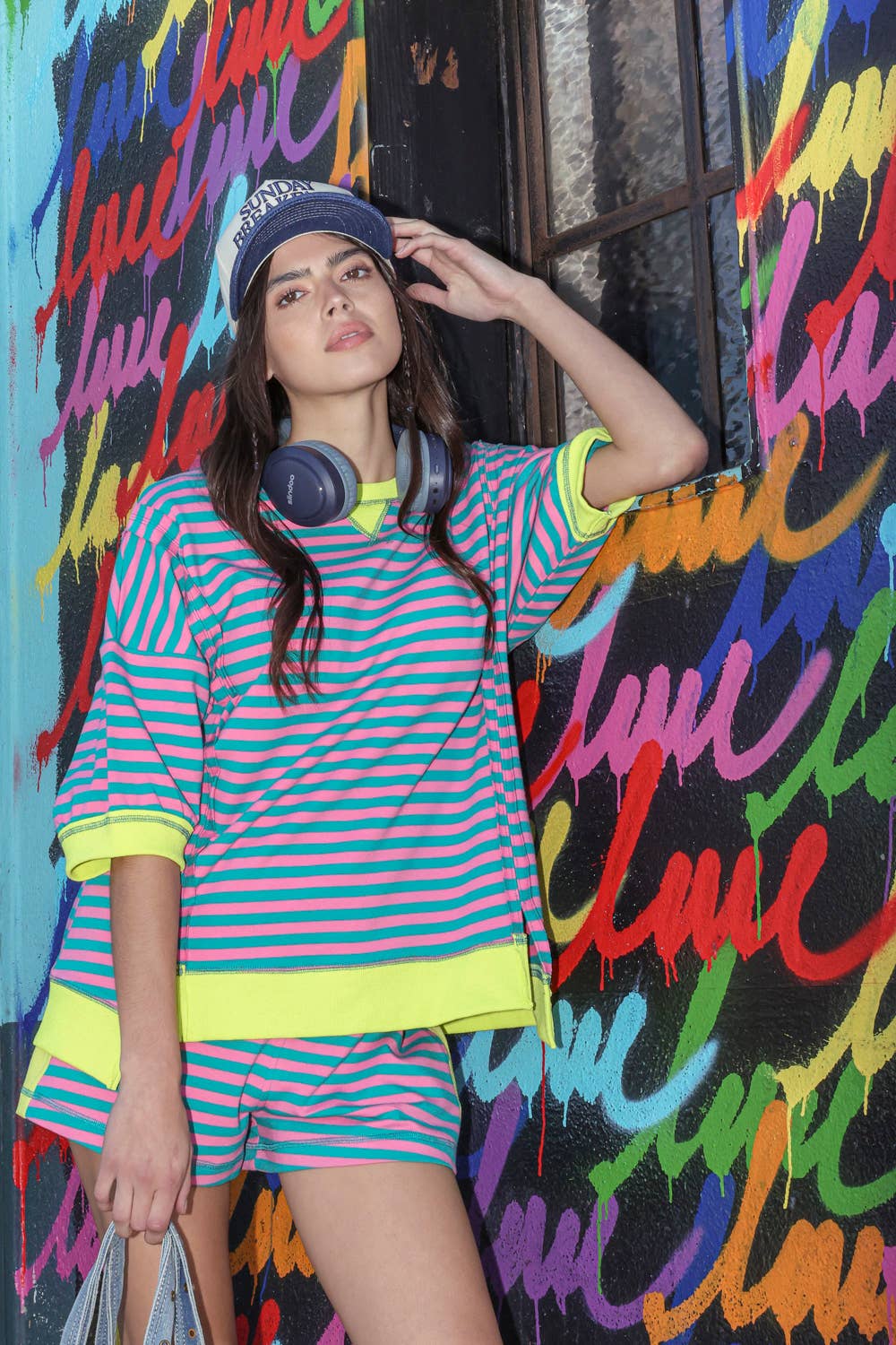 NT12481-Oversized Stripe Casual Knit Top