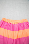 Pink Seam Detail Half Zip Tee Casual Shorts 2pcs Set
