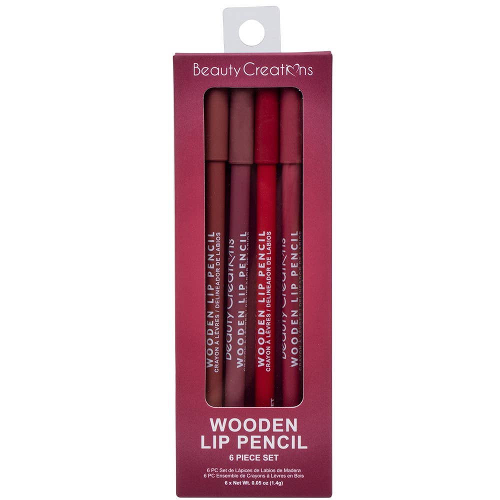 BEAUTY CREATIONS WOODEN LIP PENCIL 6PC SET, WLPW SET