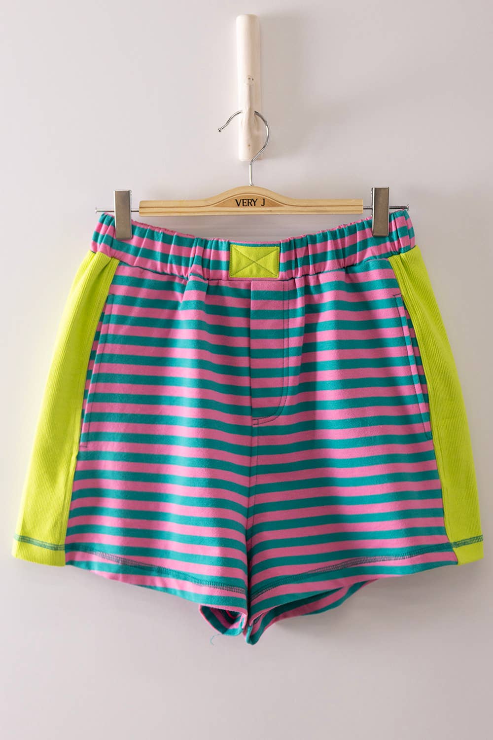 NP71057-Striped Color Block Lounge Shorts
