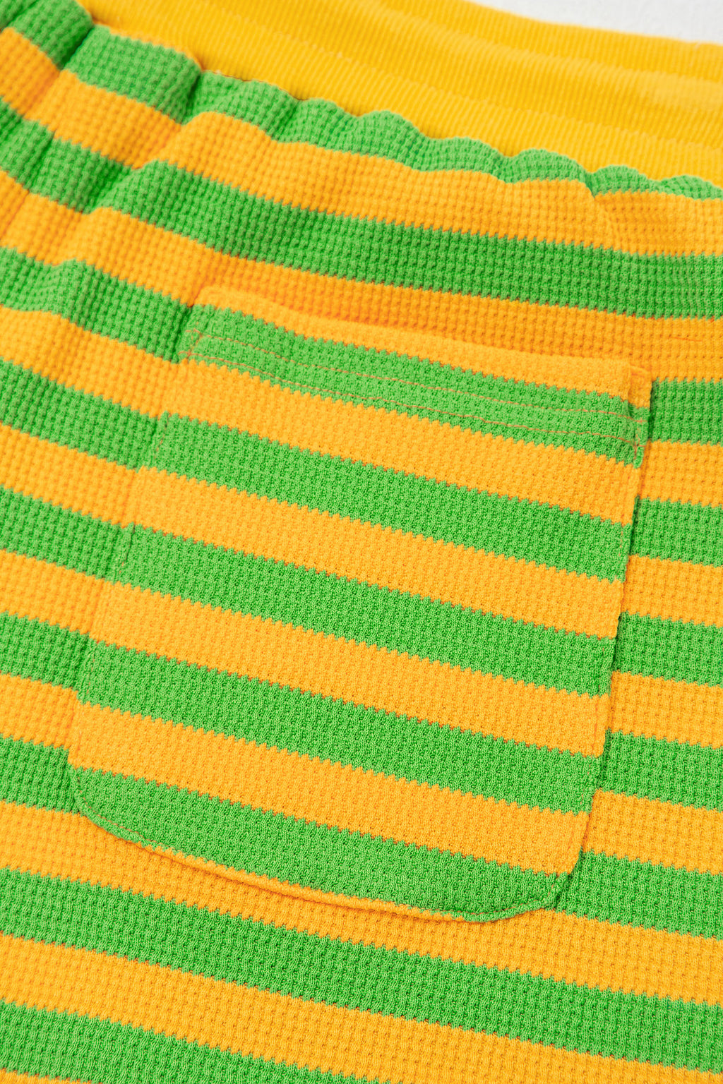 Green Stripe Puff Short Sleeve T Shirt Matching Shorts Set